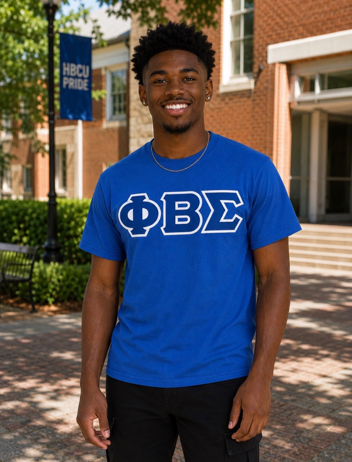 Phi Beta Sigma Royal Blue Applique Embroidered T-Shirt