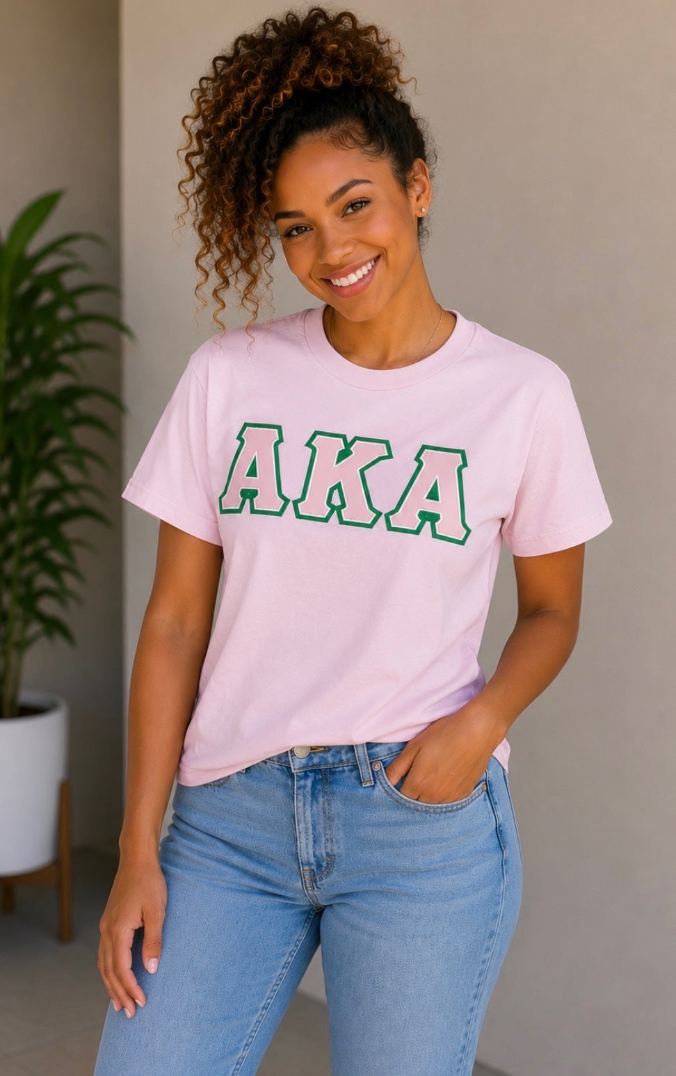 Alpha Kappa Alpha Crewneck Applique Embroidered T-Shirts