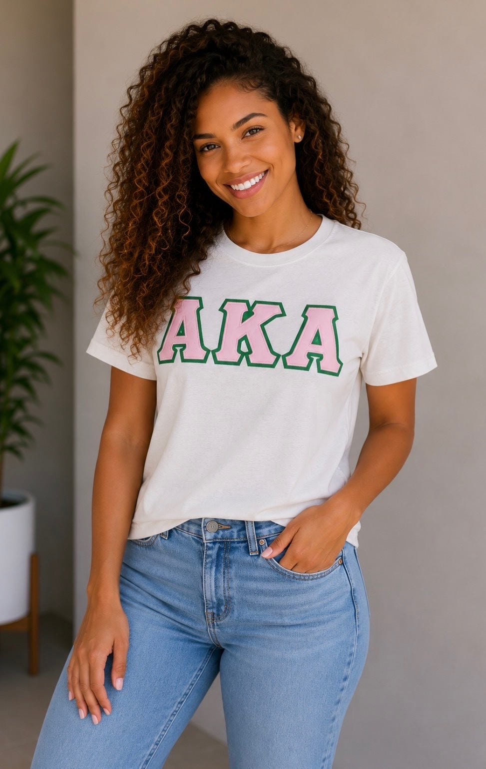Alpha Kappa Alpha Crewneck Applique Embroidered T-Shirts
