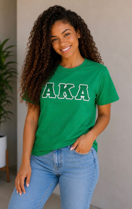 Alpha Kappa Alpha Crewneck Applique Embroidered T-Shirts