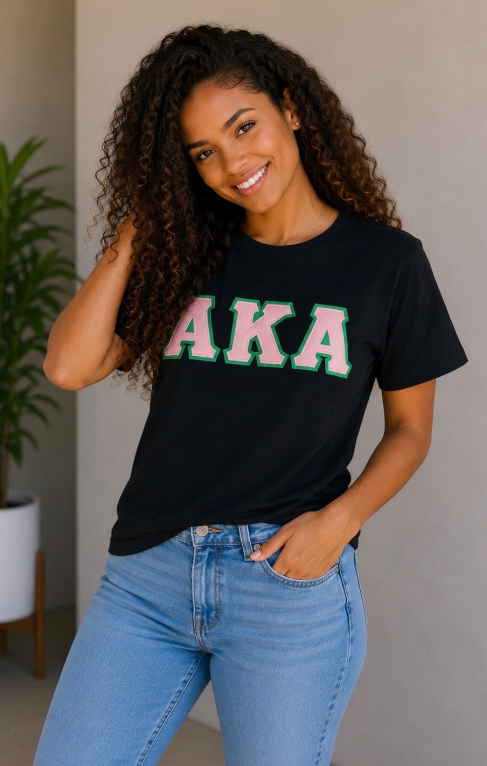 Alpha Kappa Alpha Crewneck Applique Embroidered T-Shirts
