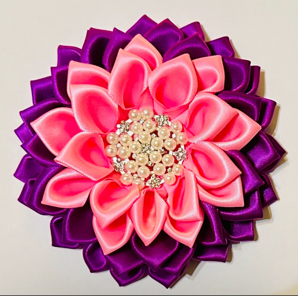 Satin Flower Corsage Brooch Pin with Magnetic Backing