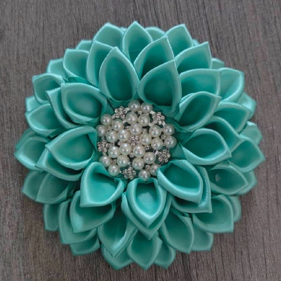 Satin Flower Corsage Brooch Pin with Magnetic Backing