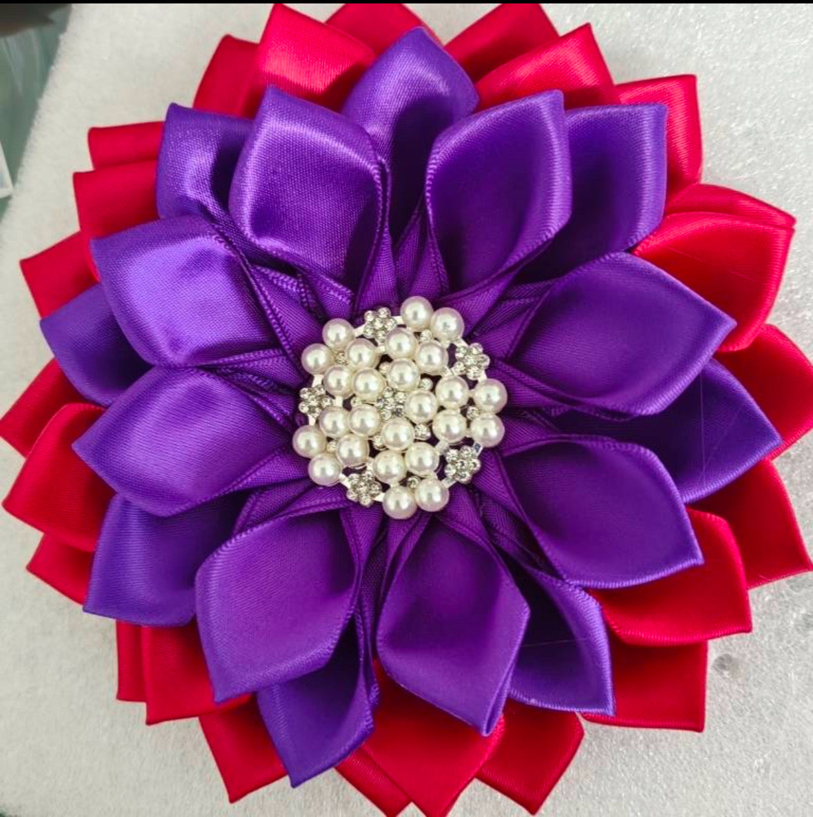 Satin Flower Corsage Brooch Pin with Magnetic Backing