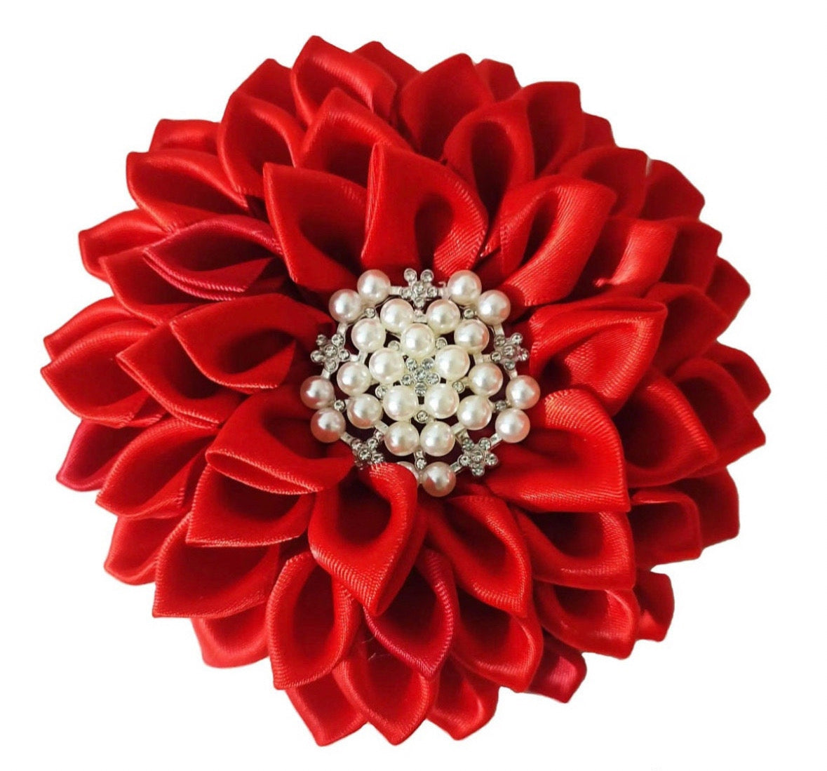 Satin Flower Corsage Brooch Pin with Magnetic Backing