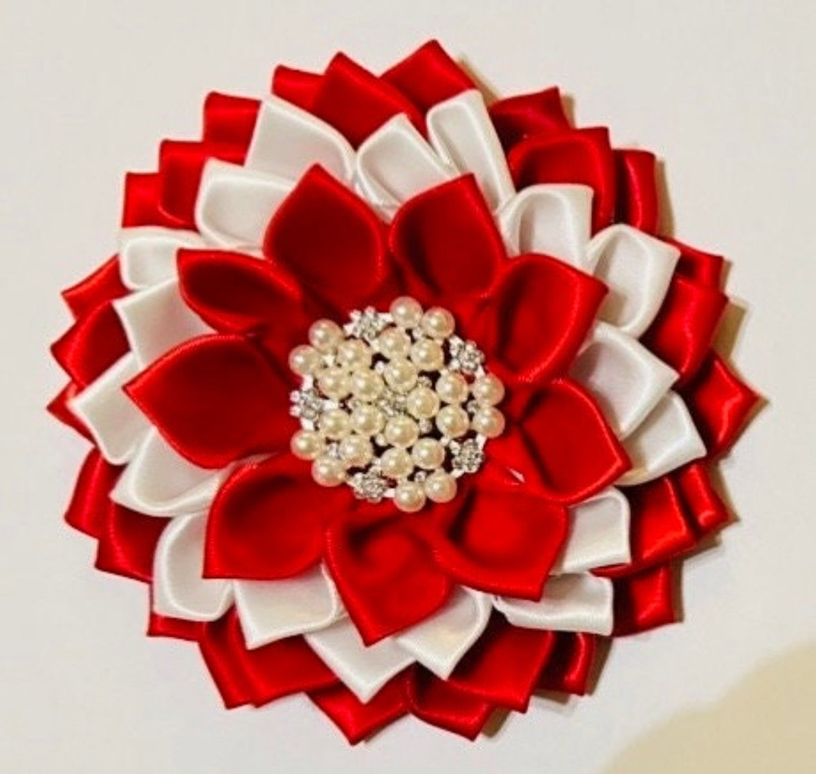 Satin Flower Corsage Brooch Pin with Magnetic Backing
