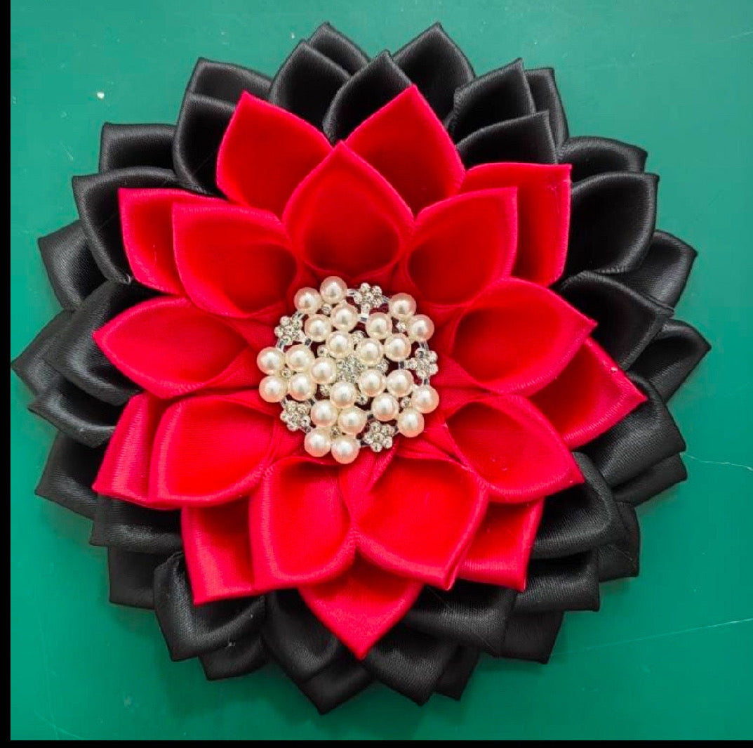 Satin Flower Corsage Brooch Pin with Magnetic Backing