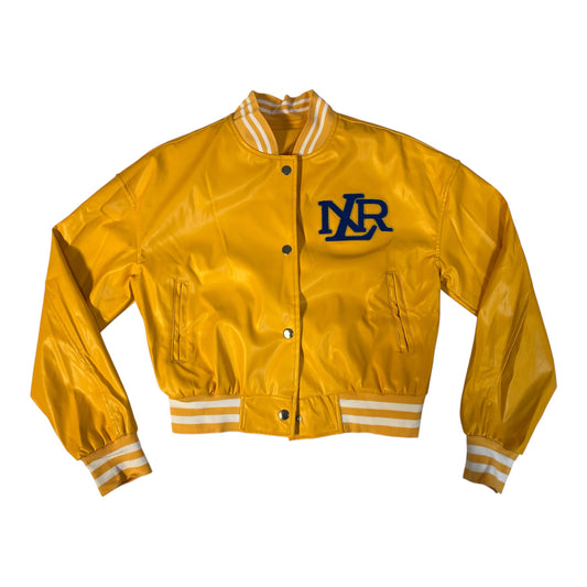 NLR Crop Top Leather Chenille Embroidered Jacket